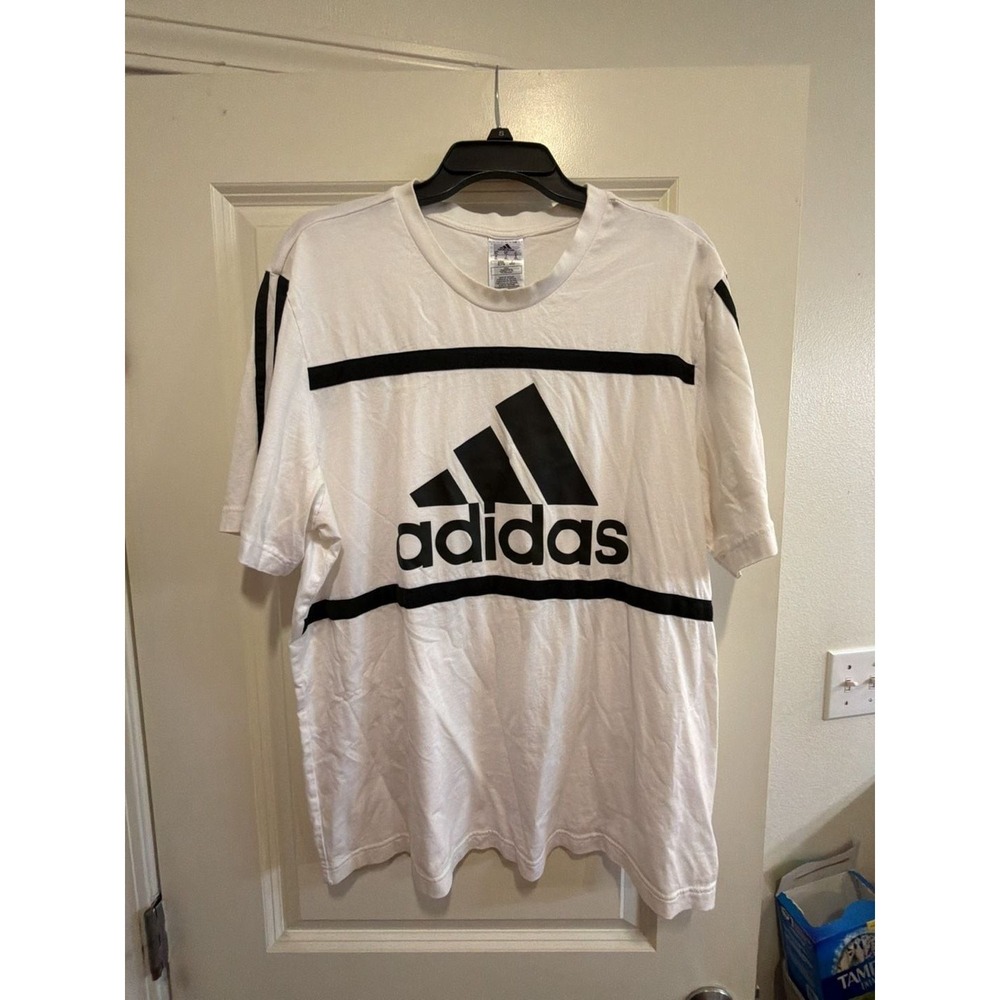 Adidas Men's Short Sleeve Graphic Logo T-Shirt with Horizontal Striping